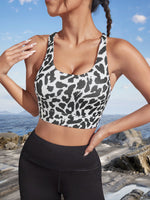 Reggiseni sportivi con stampa leopardo indietro incrociato
