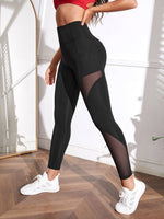 Leggings da yoga Calzamaglia da palestra con inserto in rete a vita larga senza cuciture con tasca laterale per telefono