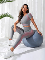 Set sportivo senza cuciture manica raglan controllo della pancia