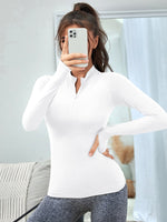 Felpa con chiusura lampo e collo alto in tinta unita da donna, vestibilità slim, morbida e traspirante, per tutte le stagioni