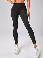Leggings sportivi inserto in rete cucitura laterale vita a banda larga