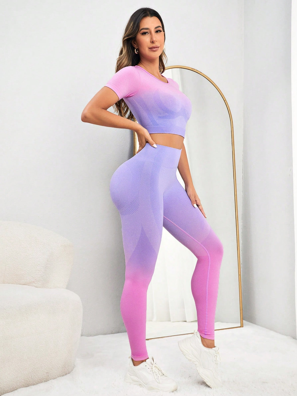 Set sportivo con stampa ombre controllo della pancia