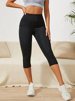 Leggings sportivi ampia fascia in vita con tasca del telefono
