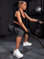 Leggings sportivi color block ampia fascia in vita tasca laterale per telefono