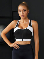 Reggiseni sportivi bicolore con zip indietro incrociato