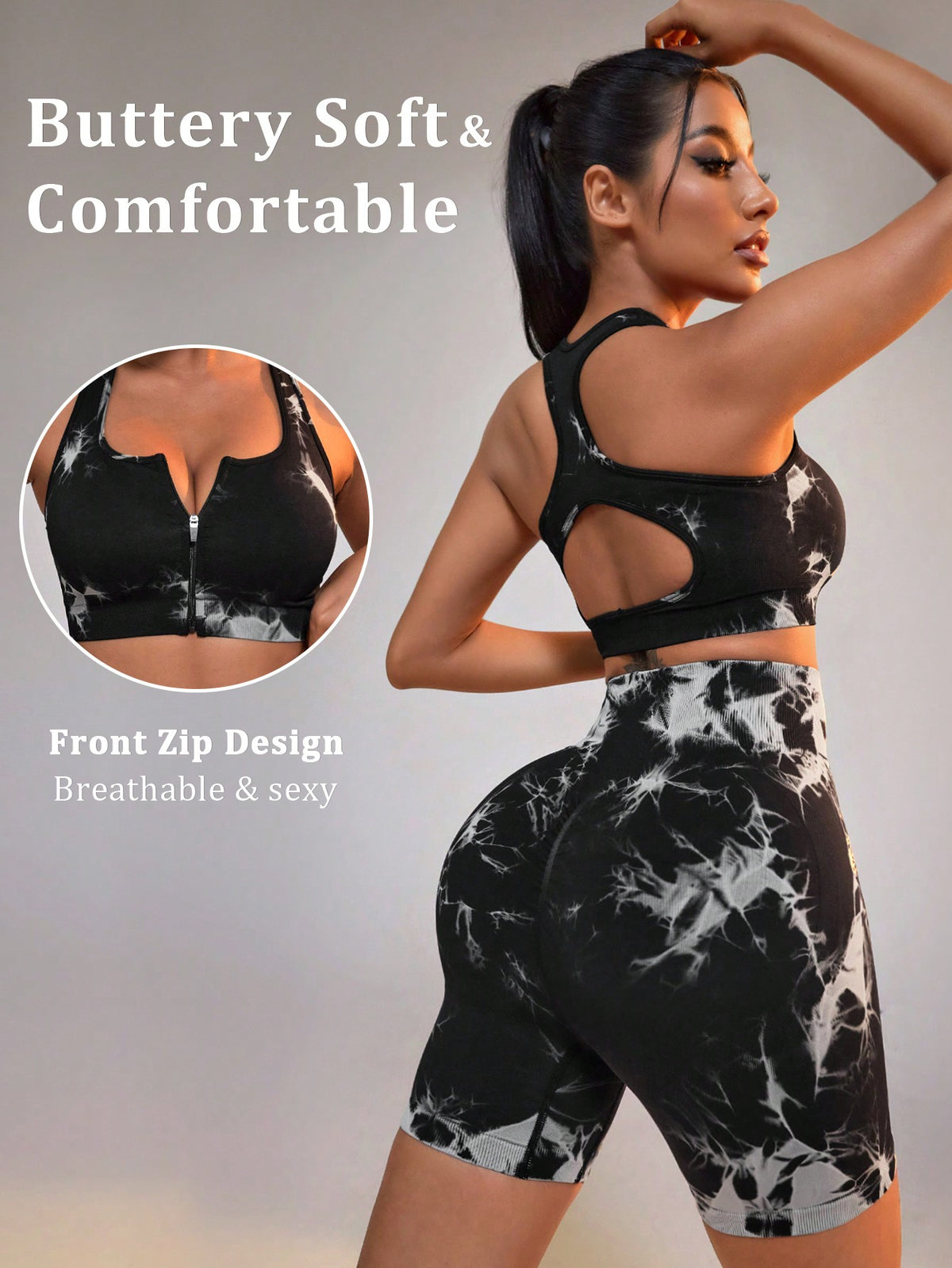 Set Di Abbigliamento Sportivo Yoga Da Donna In Tie-dye