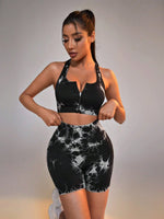 Set Di Abbigliamento Sportivo Yoga Da Donna In Tie-dye