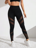 Leggings Sportivi Modellanti Donna Con Inserti In Mesh A Contrasto