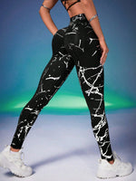 Leggings A Vita Alta Slim Fit, Con Stampa Dorata