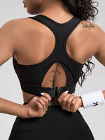 Reggiseno sportivo da donna senza schienale a tinta unita con cinghie regolabili, indossabile quotidianamente