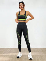 Canotta corta e costine a blocchi di colore con leggings in Mesh Splice.