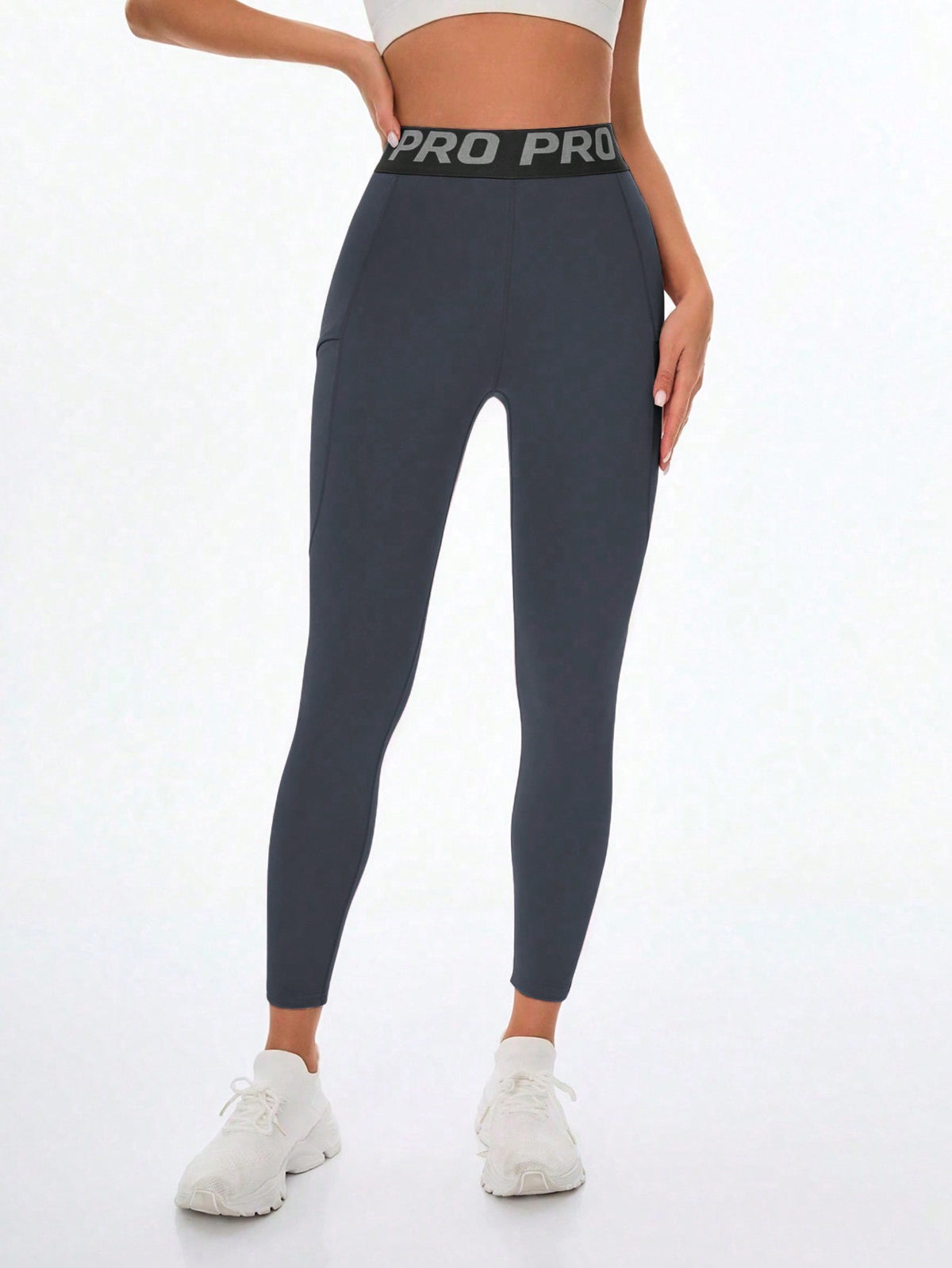 Leggings da yoga ad alta vita da donna con design a lettera, per uso casual all'aperto, fitness, snellente e modellante