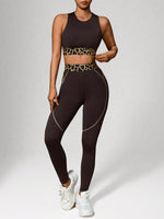 Completo sportivo casual da donna in colore tinta unita con design semplice a patchwork, con top e pantaloni