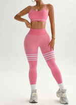 Set di reggiseno sportivo e leggings senza cuciture elastici per donna, vita alta snellente, effetto didietro sodo, tessuto amichevole per la pelle, shapewear a aderenza, casual, versatile, sovrapponibile, set adatto per sport e yoga in tutte le sta