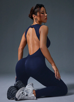 Tuta da ginnastica estiva, monocromatica, con collo rotondo, senza maniche e schienale scoperto