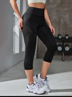 Leggings da allenamento Capris assorbentente sudore Calzamaglia da palestra con inserto a rete traspirante