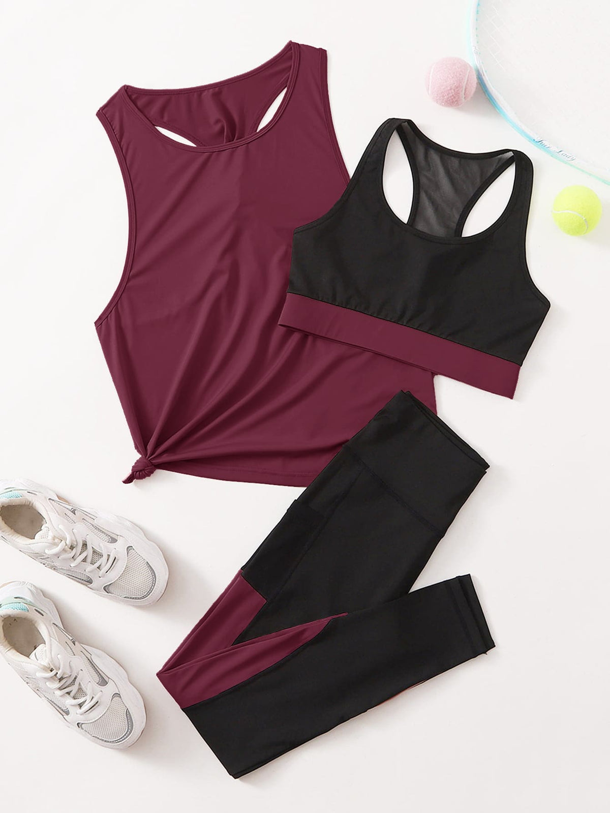 3 pezzi Set sportivi color block