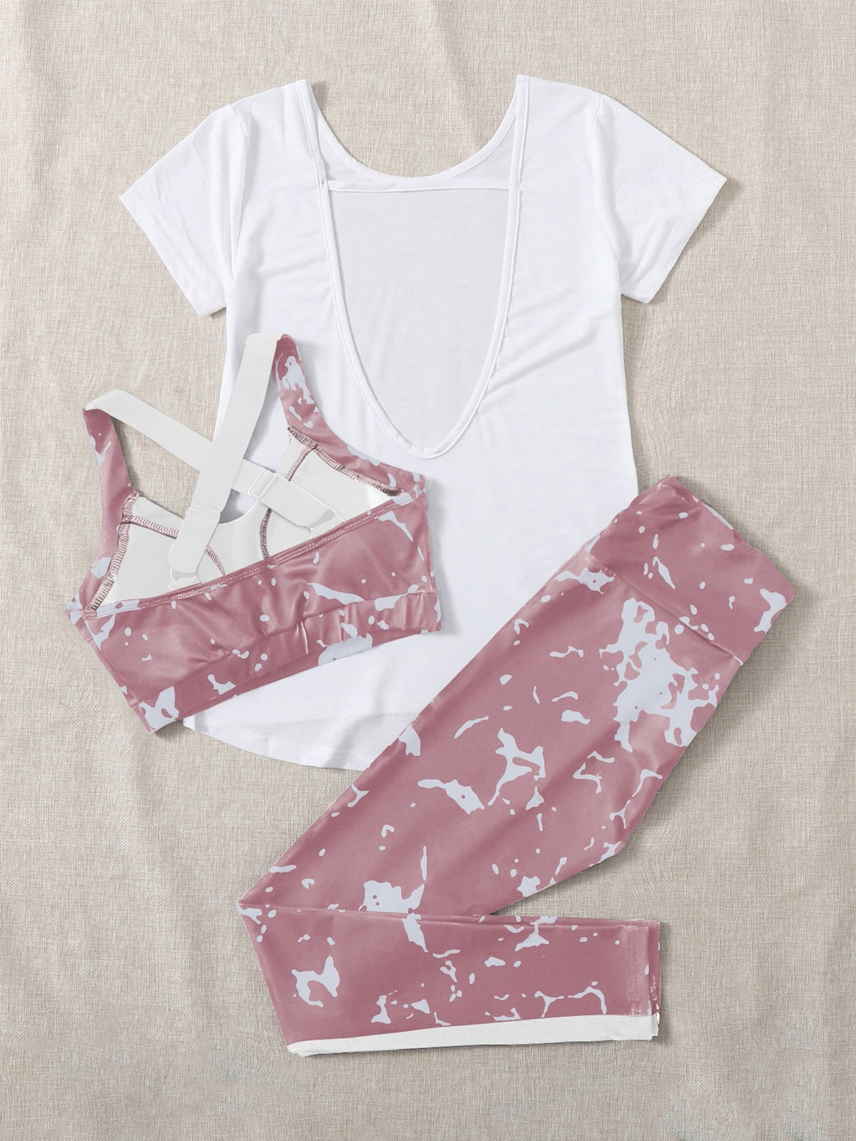 3 pacchi con stampa grafica Reggiseni sportivi & Leggings & Maglietta