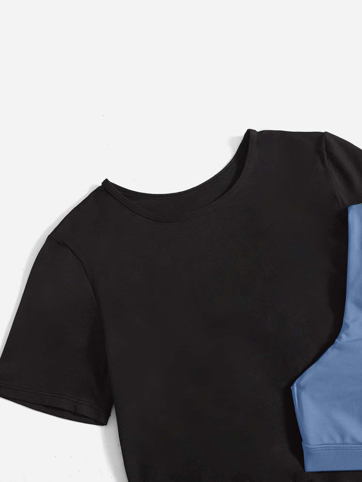 3 pezzi Set sportivo contrasto lettera a nastro color block orlo asimmetrico