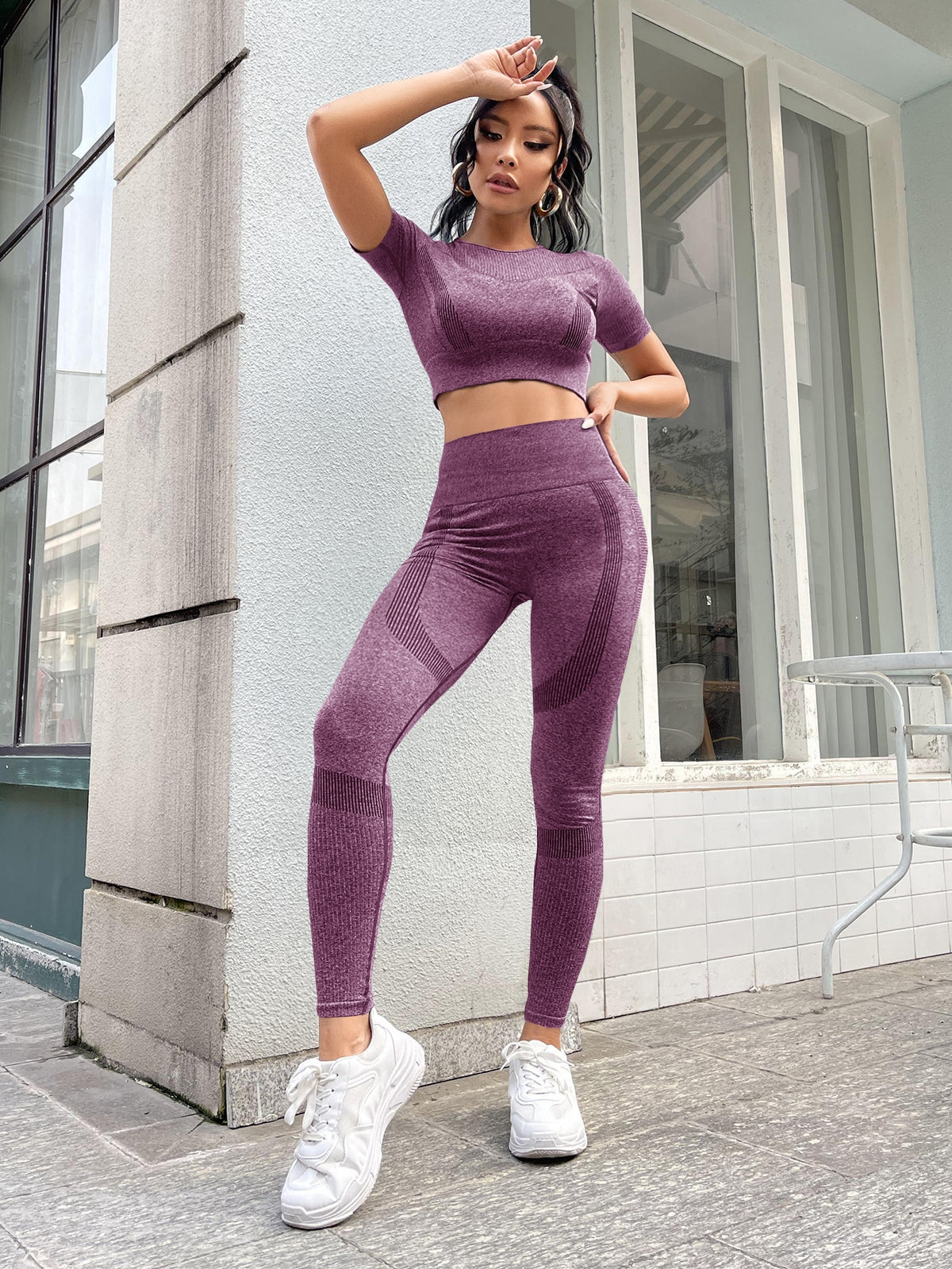 Set da yoga senza cuciture ad alta elasticità