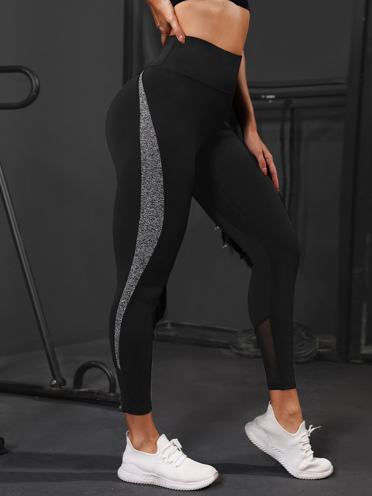 Leggings da palestra corti con pannello a colori a contrasto