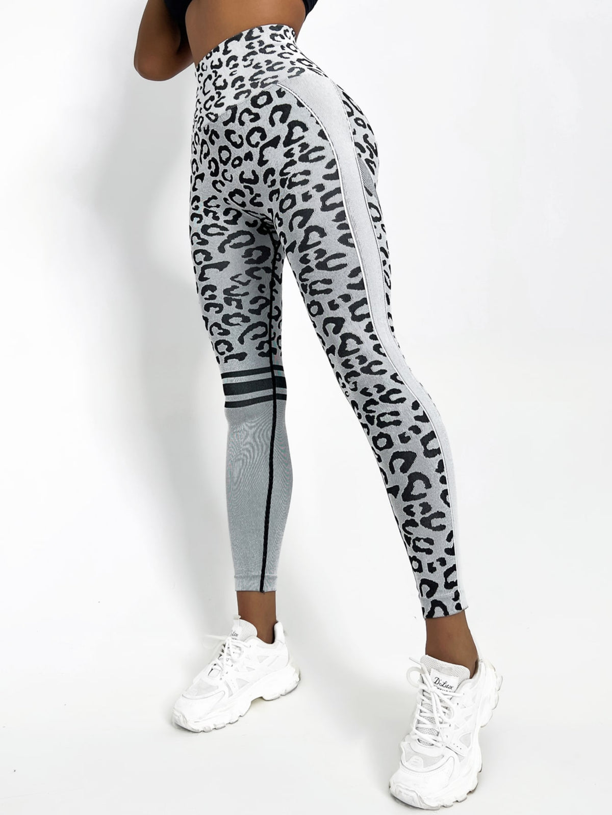 Leggings sportivi con stampa leopardo controllo della pancia