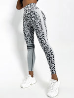Leggings sportivi con stampa leopardo controllo della pancia