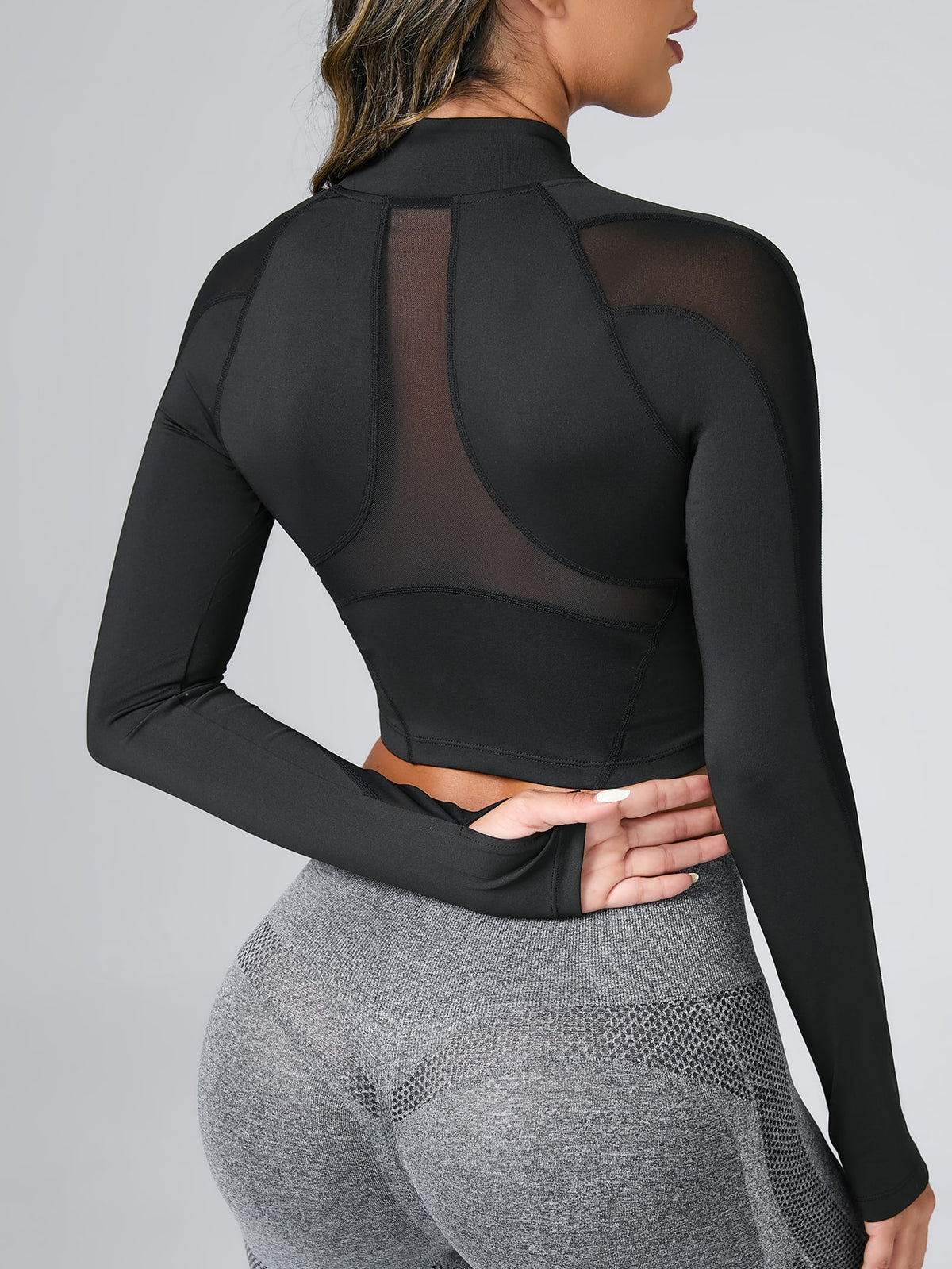 Giacche sportive pannello in tulle con fori per pollici