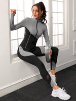 Set sportivo bicolore fori per i pollici impunture