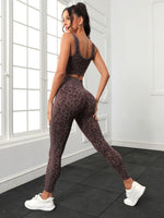 Set da yoga con stampa leopardata senza cuciture