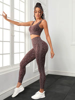 Set da yoga con stampa leopardata senza cuciture