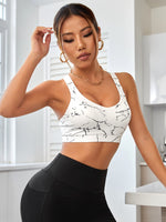Reggiseni sportivi con stampa marmo con schiena racer