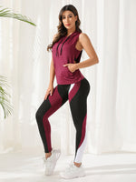 Set sportivo color block con coulisse con cappuccio