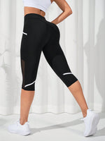 Leggings sportivi Capri tulle a contrasto inserto