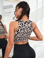 Canotta sportiva con stampa leopardo corto