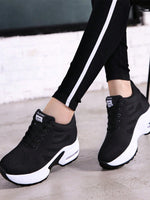 Sneakers Donna In Maglia Tinta Unita, Scarpe Casual Sportive Con Lacci, Scarpe Basse Versatili E Traspiranti
