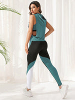 Set sportivo color block con coulisse con cappuccio