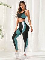 Set sportivo color block con coulisse con cappuccio