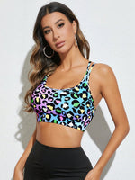 Reggiseni sportivi con stampa leopardo incrociato indietro