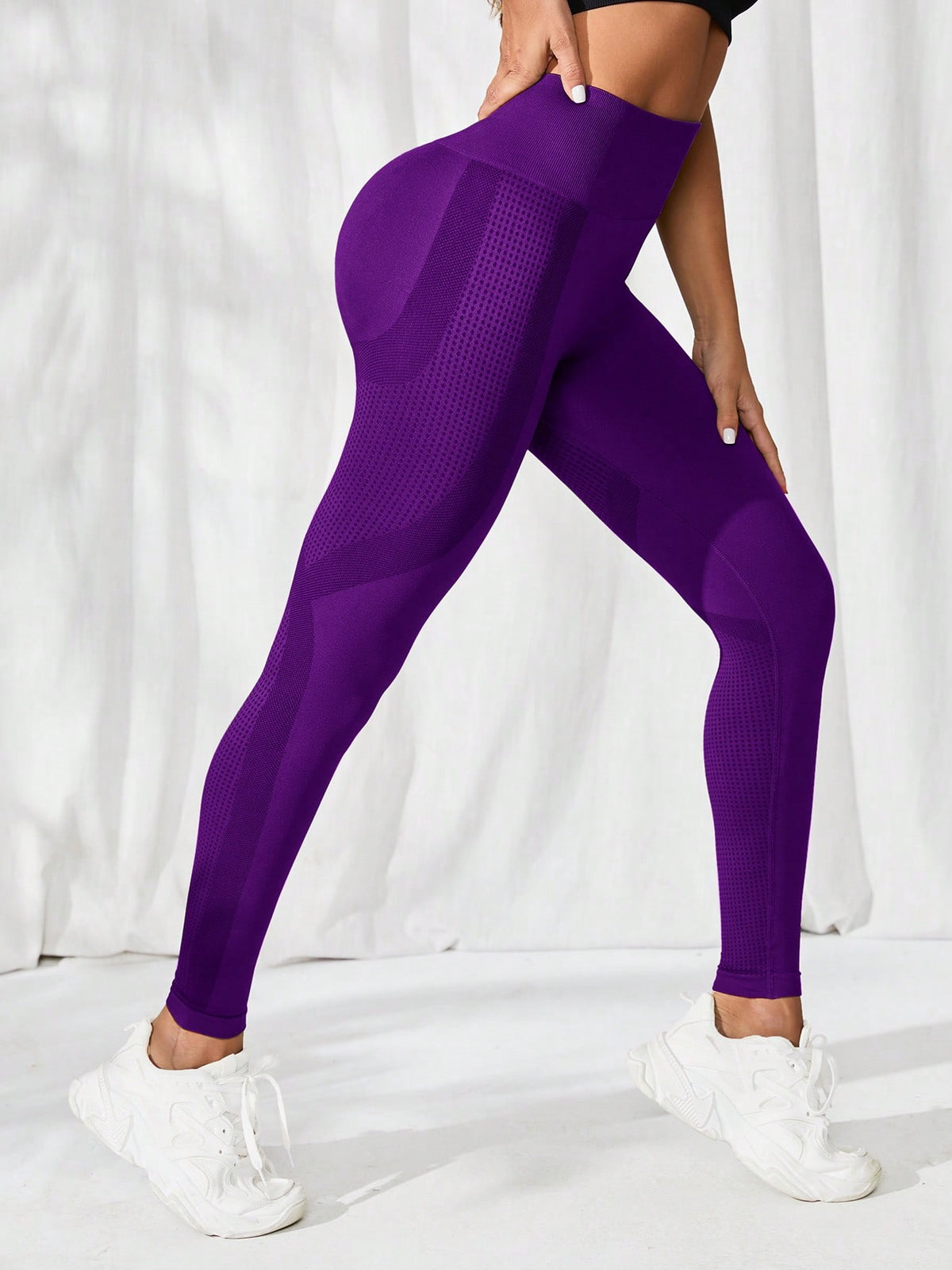 Leggings sportivi senza cuciture elasticità alta ampia fascia in vita