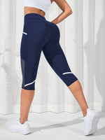Leggings sportivi Capri tulle a contrasto inserto