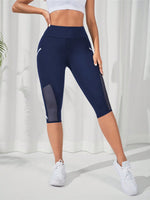 Leggings sportivi Capri tulle a contrasto inserto