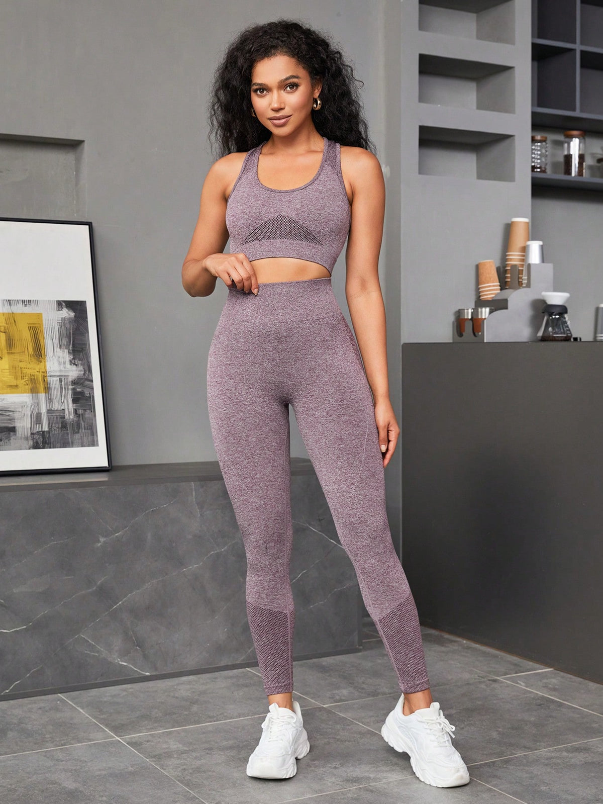 Reggiseni sportivi senza cuciture elasticità alta con Leggings