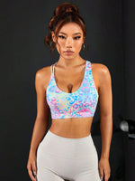 Reggiseno Sportivo Leopardato Con Schiena Incrociata Scoperta, Top Da Allenamento