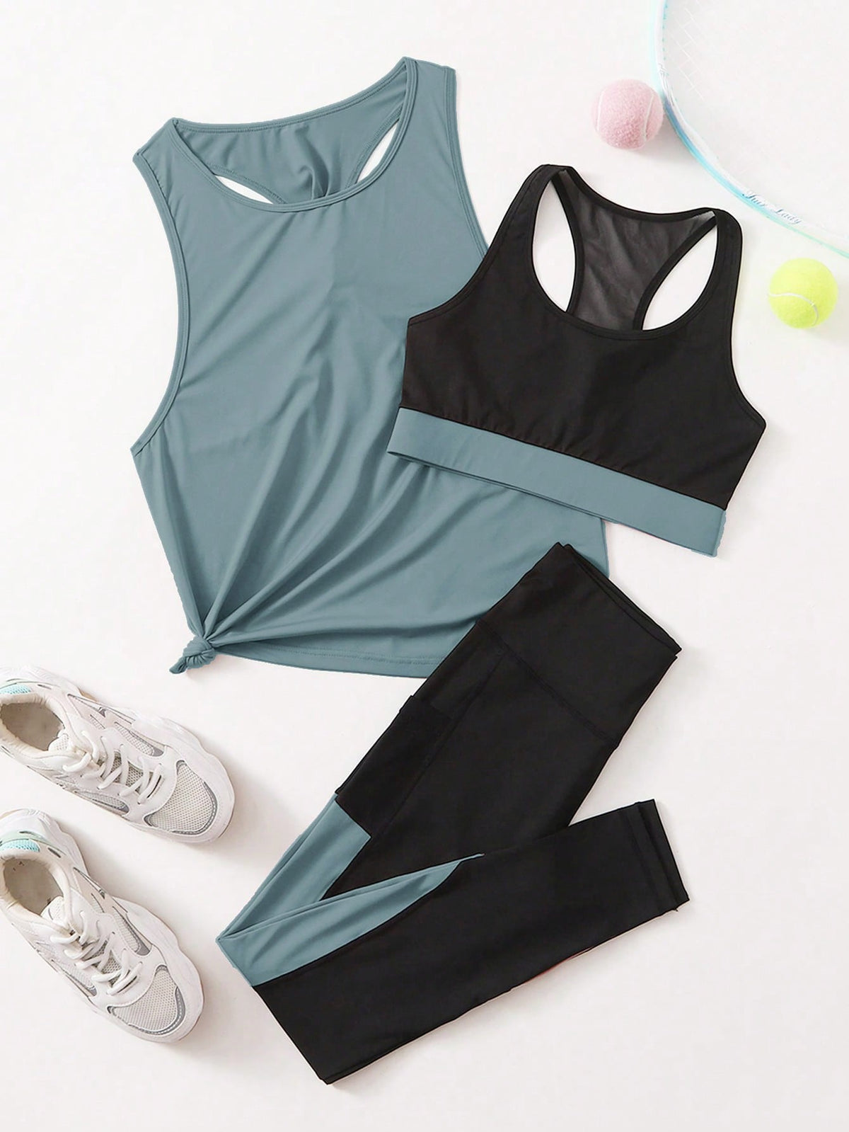 3 pezzi Set sportivi color block