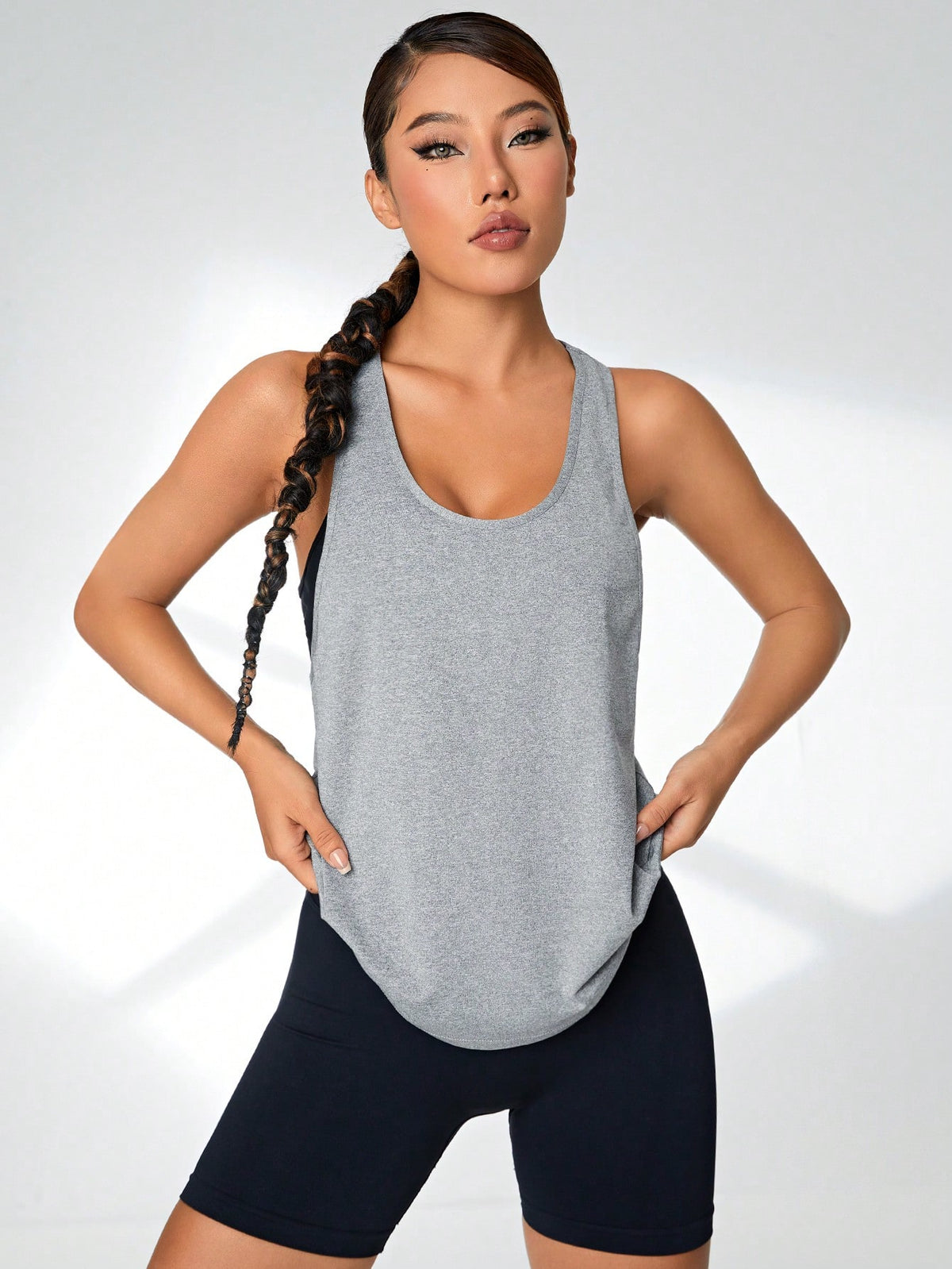 Canotta sportiva con grafica slogan racerback senza top a fascia