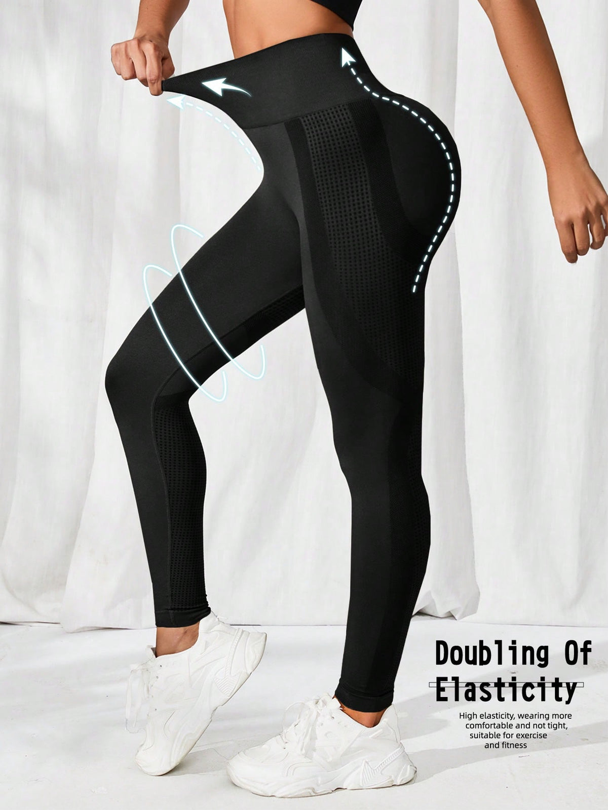 Leggings sportivi senza cuciture elasticità alta ampia fascia in vita