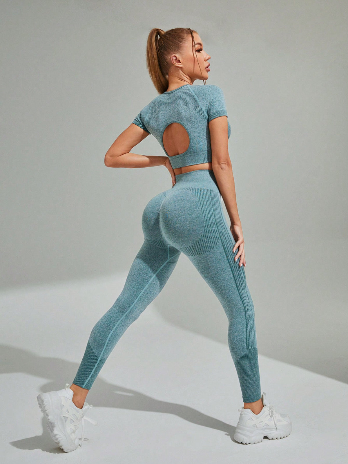 Tuta Sportiva Da Donna A Maglia Alta Elasticità Senza Soluzione Di Continuità