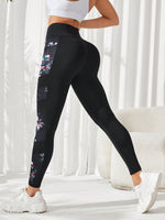 Leggings sportivi leopardato inserto in rete con tasca per telefono