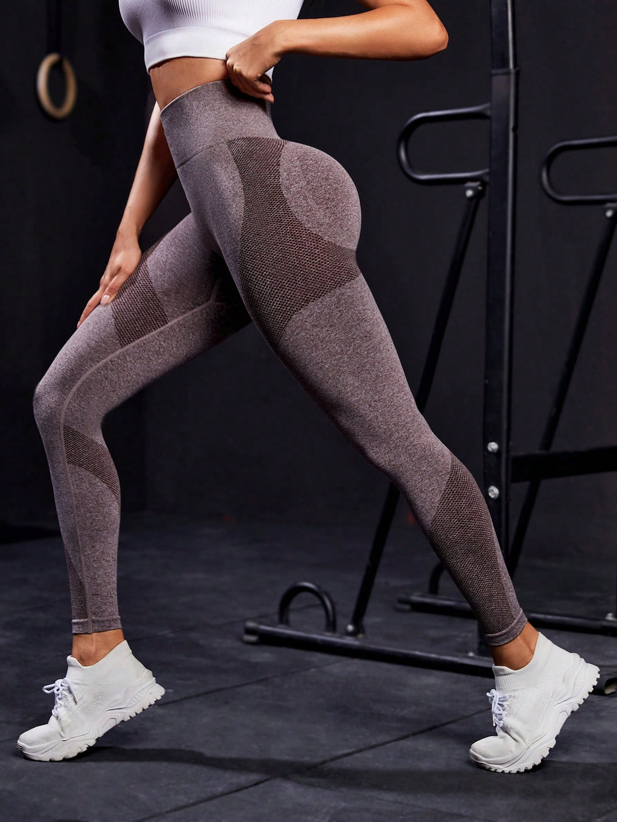 Leggings sportivi senza cuciture elasticità alta ampia fascia in vita